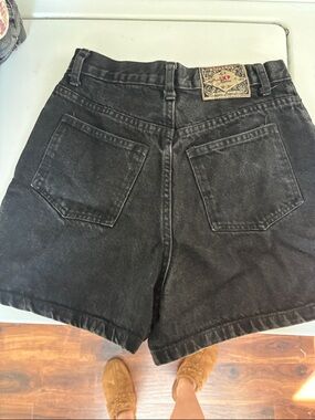 Express Black Washed High-Waist Denim Shorts